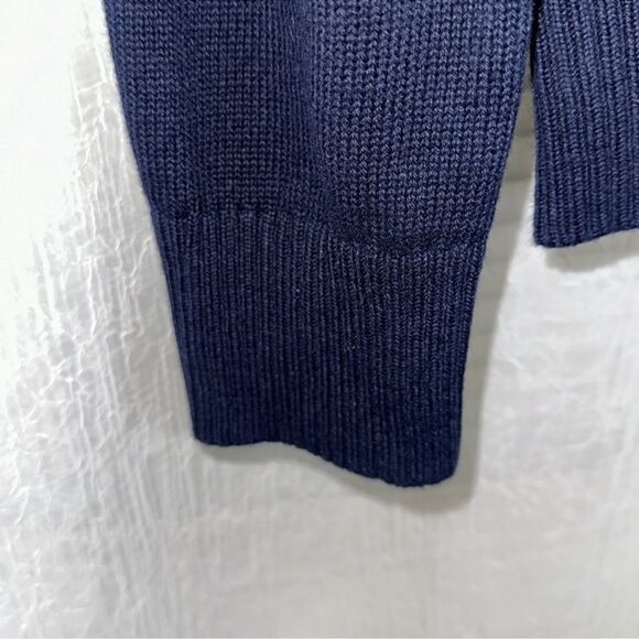 BR LT Indigo Denim Front Knit Full Zip Snap Front Mock Neck Cardigan - Picture 5 of 14